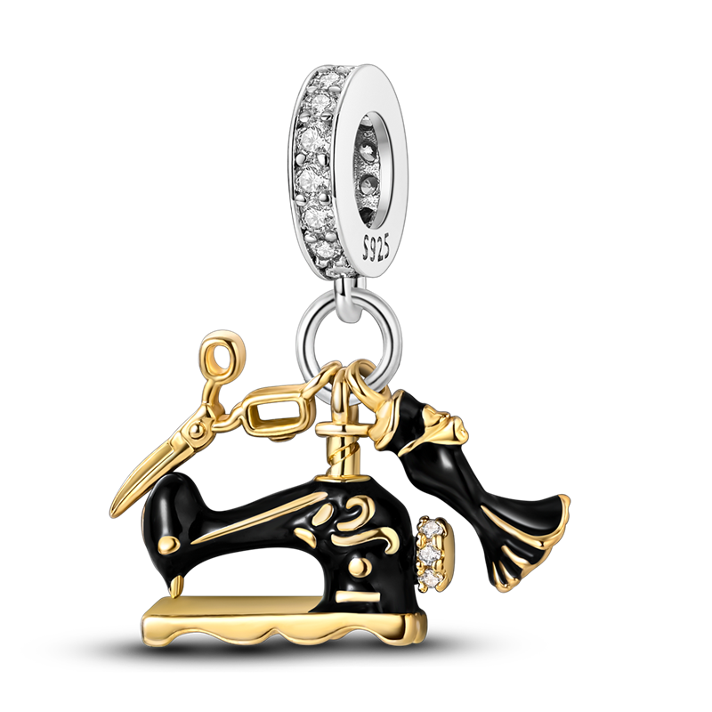 Black Gold Sewing Machine Charm