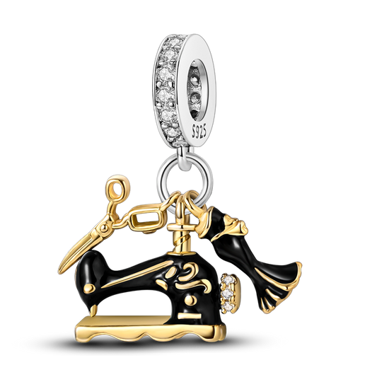 Black Gold Sewing Machine Charm