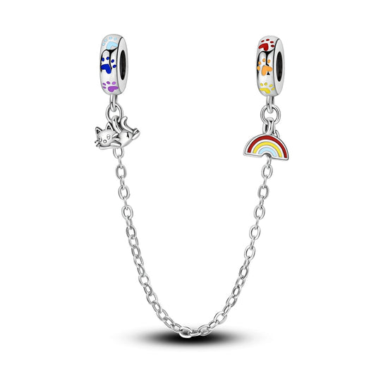 Rainbow Cat Rubber Plug Safety Chain