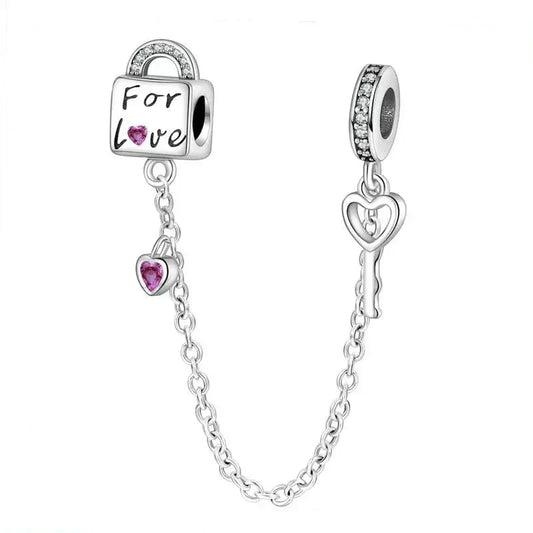 Love Locked Forever Safety Chain Charm