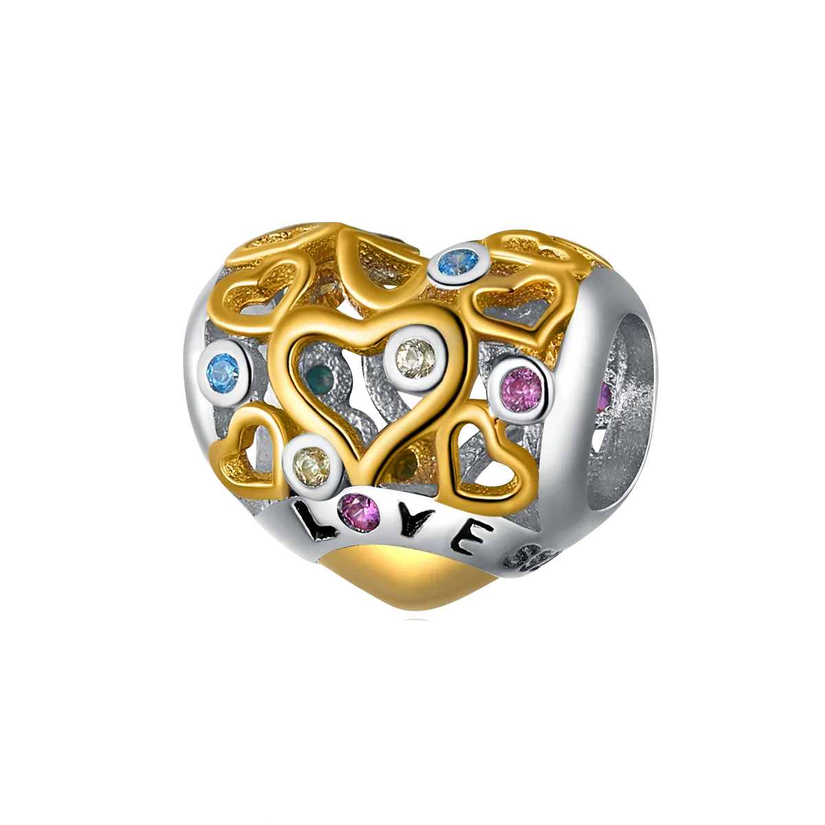 Gold Love Hearts Charm