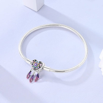 Dreamcatcher Rainbow Heart Charm Bracelet