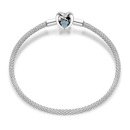 Elegant Heart Clasp Bracelet with Blue Paw Gemstones