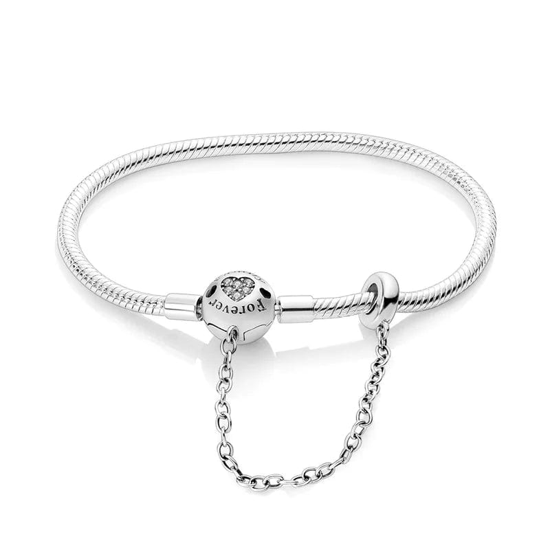 Forever Snake Chain Bracelet with Heart Clasp and Safety Chain