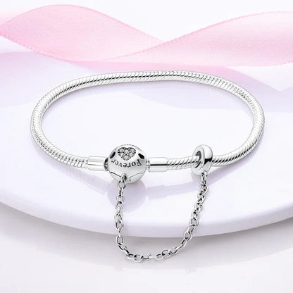 Forever Snake Chain Bracelet with Heart Clasp and Safety Chain