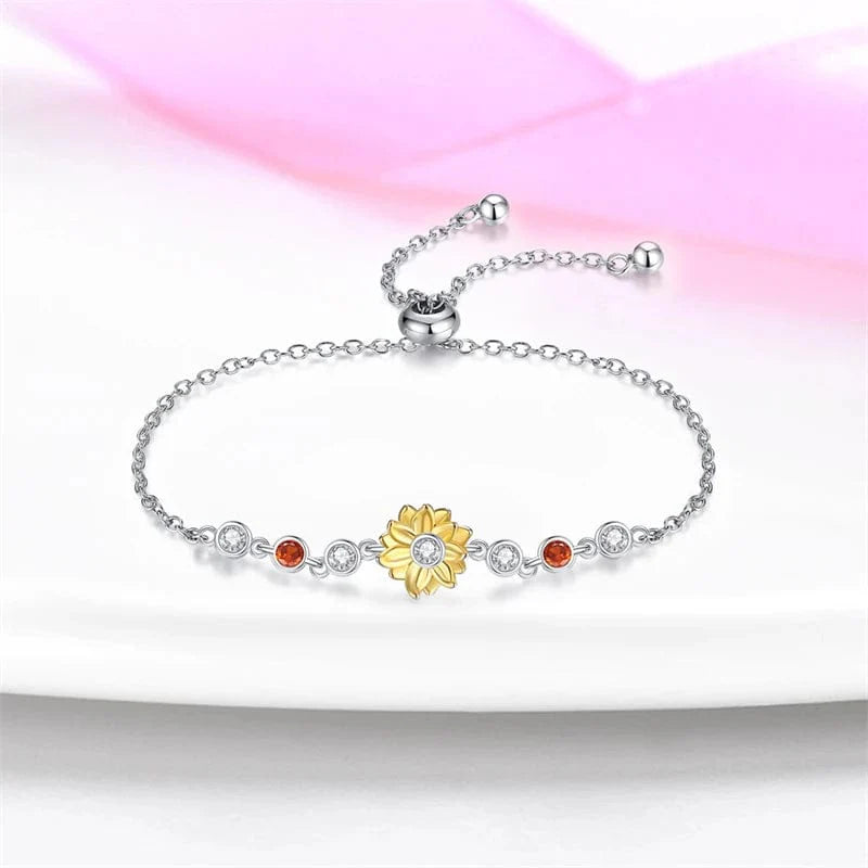 Golden Sunflower Radiance Bracelet with Gemstone Accents