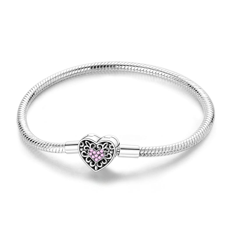 Pink Crystal Heart Charm Bracelet