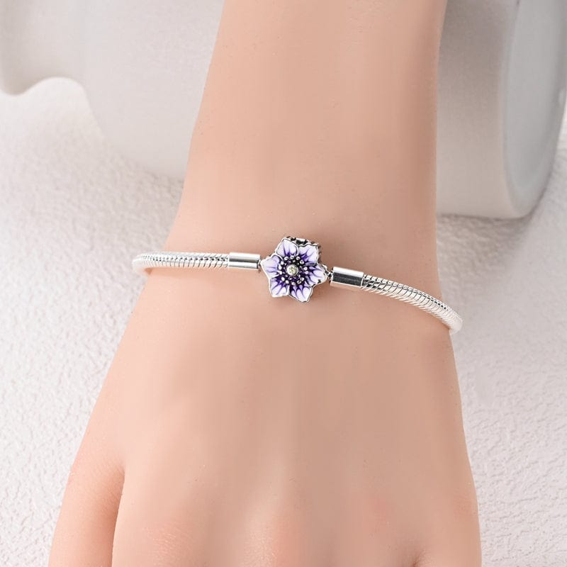 Purple Flower Charm Bracelet