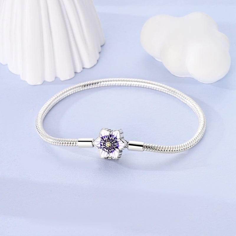 Purple Flower Charm Bracelet