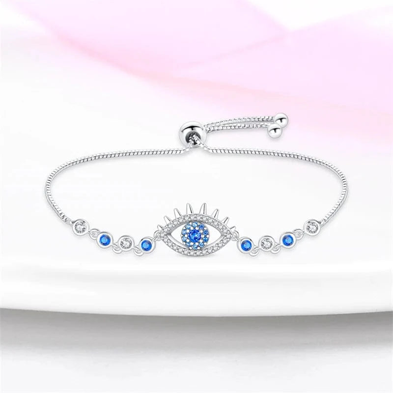 Sparkling Blue Evil Eye Charm Bracelet