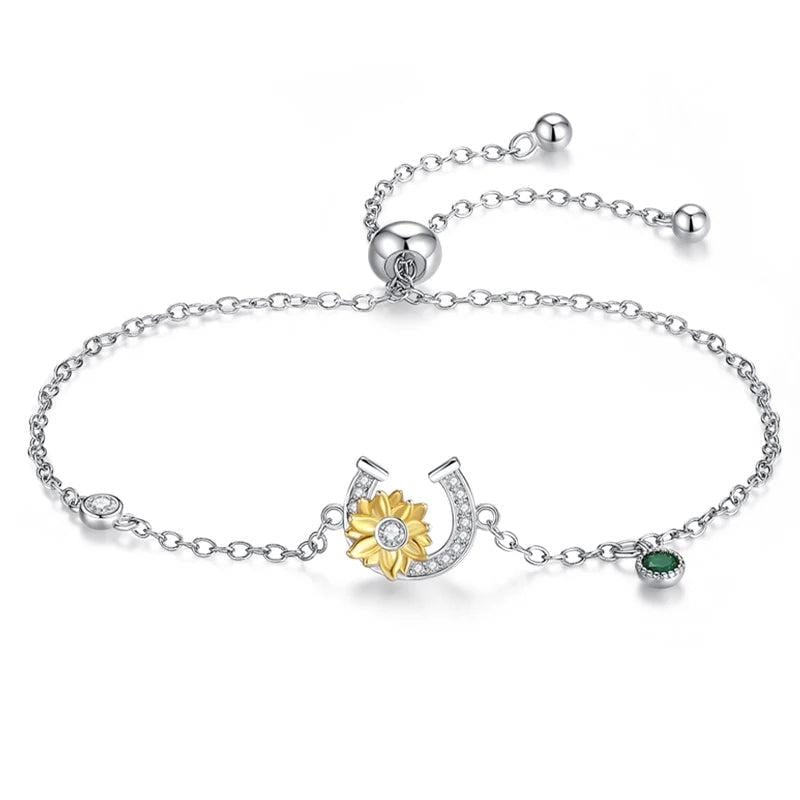 Sunflower & Horseshoe Charm Bracelet