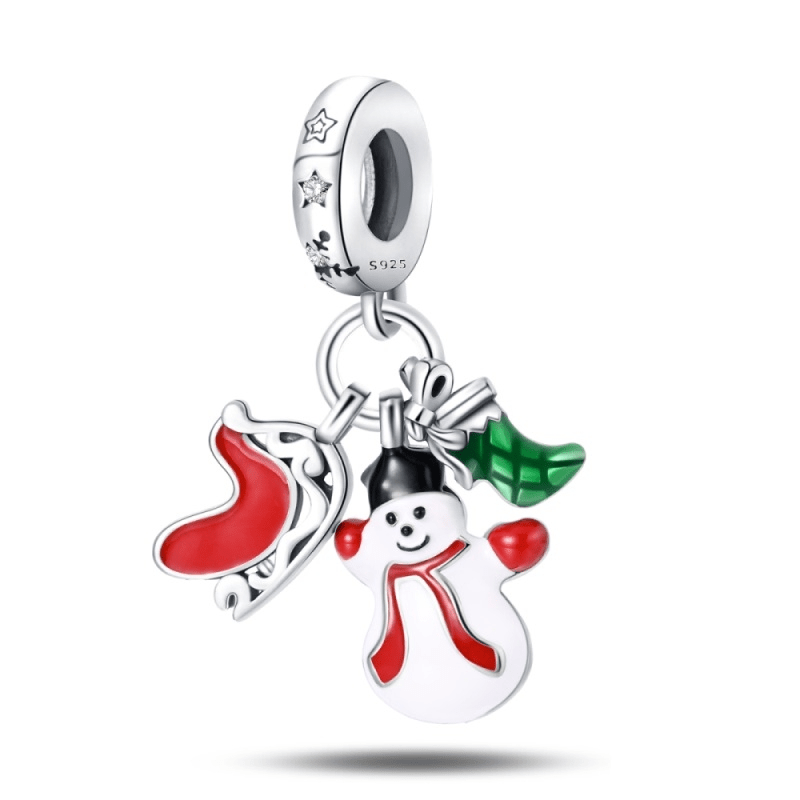 Santa Sleigh, Snowman & Stocking Dangle Charm