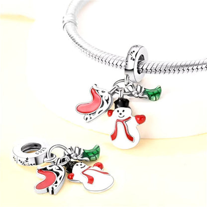 Santa Sleigh, Snowman & Stocking Dangle Charm