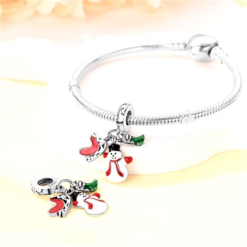 Santa Sleigh, Snowman & Stocking Dangle Charm