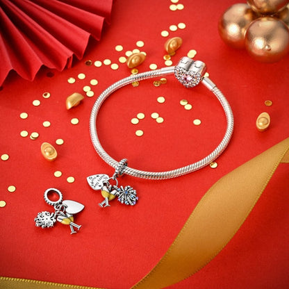 New Year's Celebration Champagne & Fireworks Charm