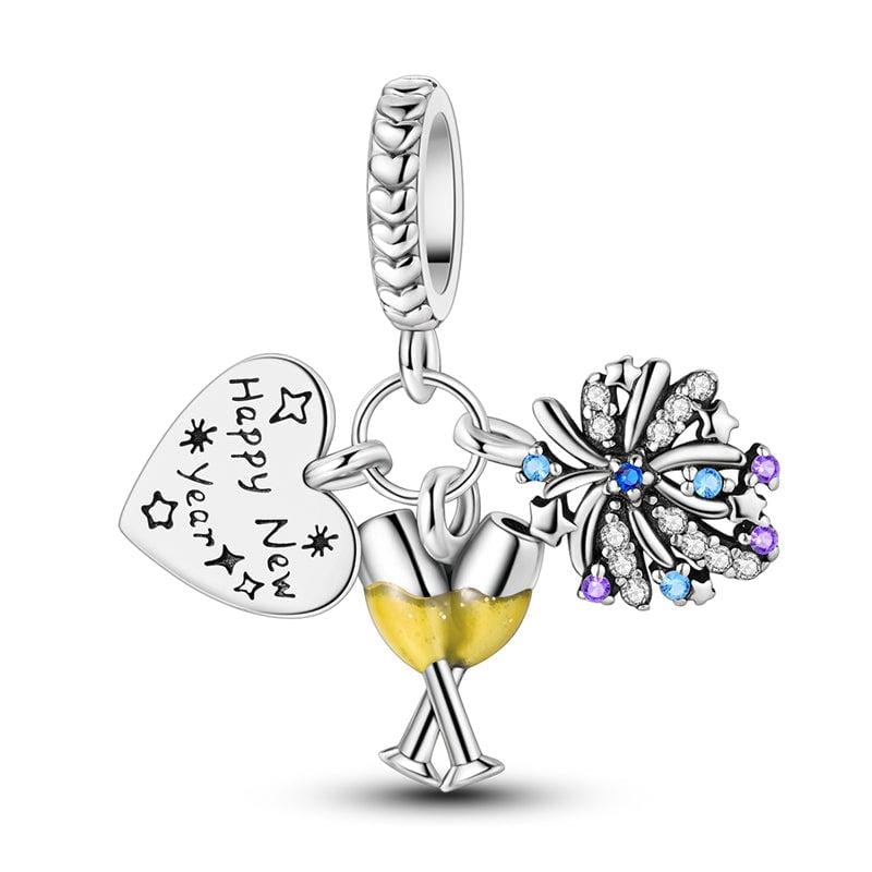 New Year's Celebration Champagne & Fireworks Charm