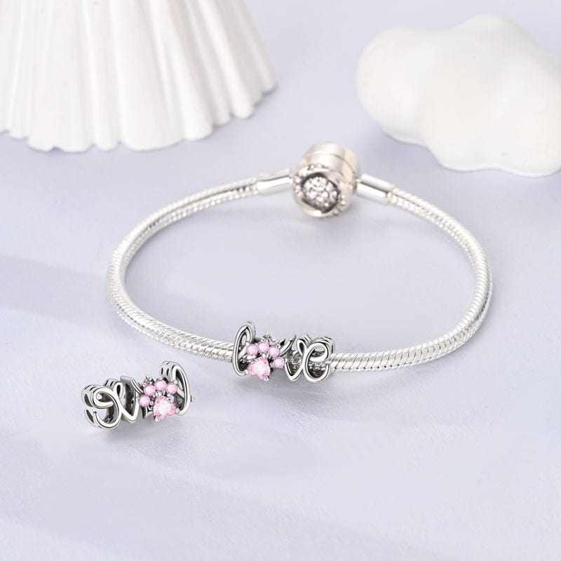 Pink Gemstone Paw Love Charm