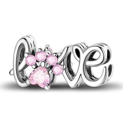 Pink Gemstone Paw Love Charm