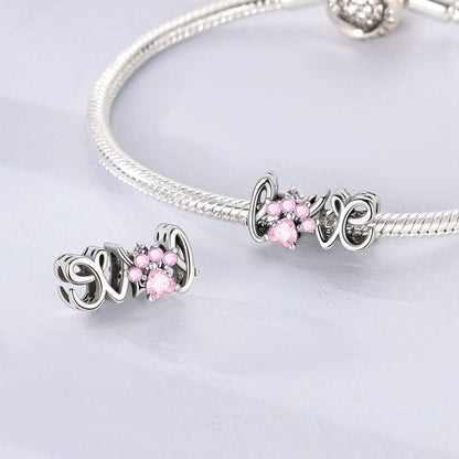 Pink Gemstone Paw Love Charm