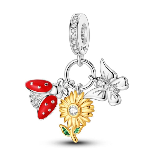 Ladybug, Sunflower & Butterfly Garden Charm