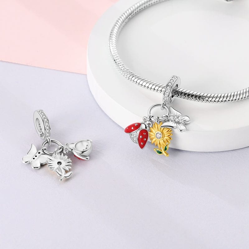 Ladybug, Sunflower & Butterfly Garden Charm