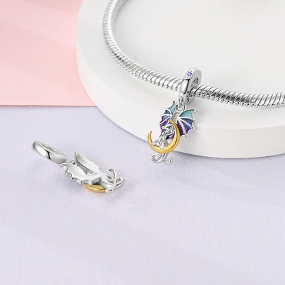 Dragon & Crescent Moon Fantasy Charm