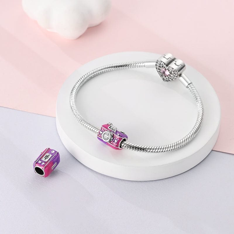 Pink & Purple Heart-Accented Camera Charm