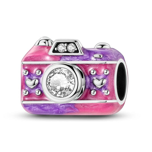 Pink & Purple Heart-Accented Camera Charm