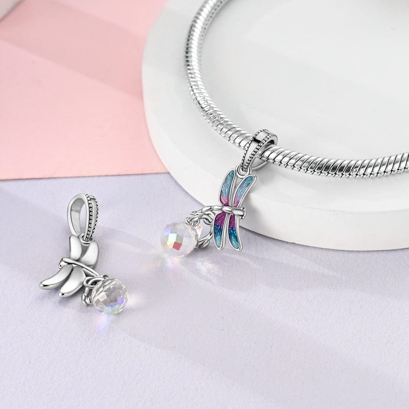 Dragonfly & Crystal Drop Charm