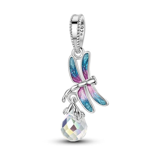 Dragonfly & Crystal Drop Charm