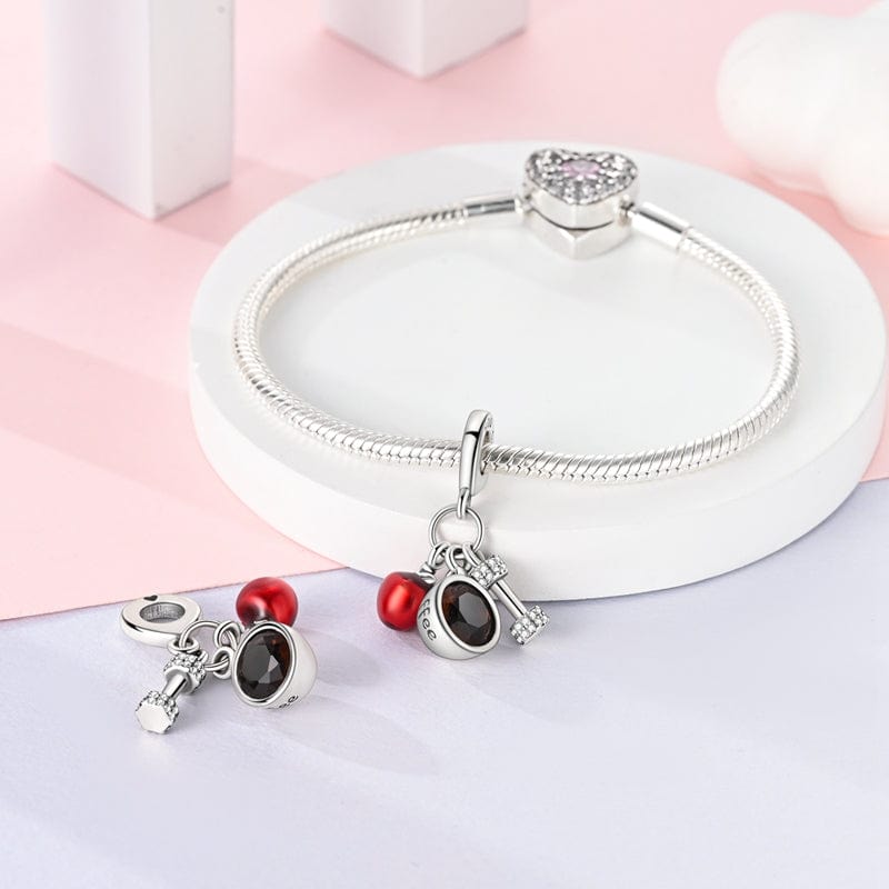 Apple, Coffee, & Dumbbell Fitness Charm