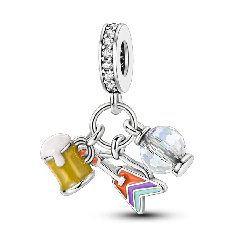 Beer, Guitar & Sphere Music Party Dangle Charm