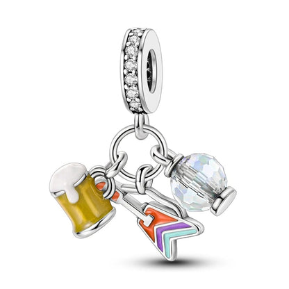 Beer, Guitar & Sphere Music Party Dangle Charm