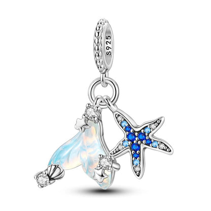 Mermaid Tail and Blue Starfish Ocean Charm