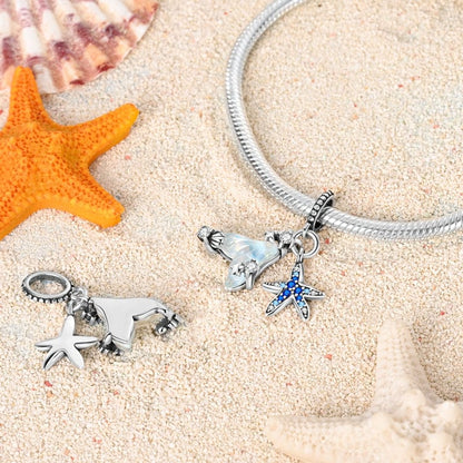 Mermaid Tail and Blue Starfish Ocean Charm