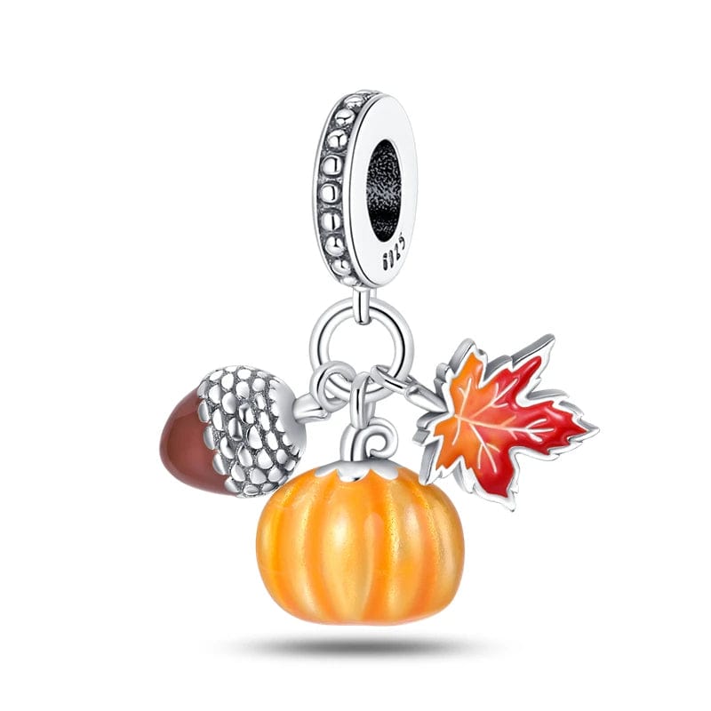 Acorn, Pumpkin & Maple Leaf Triple Dangle Charm