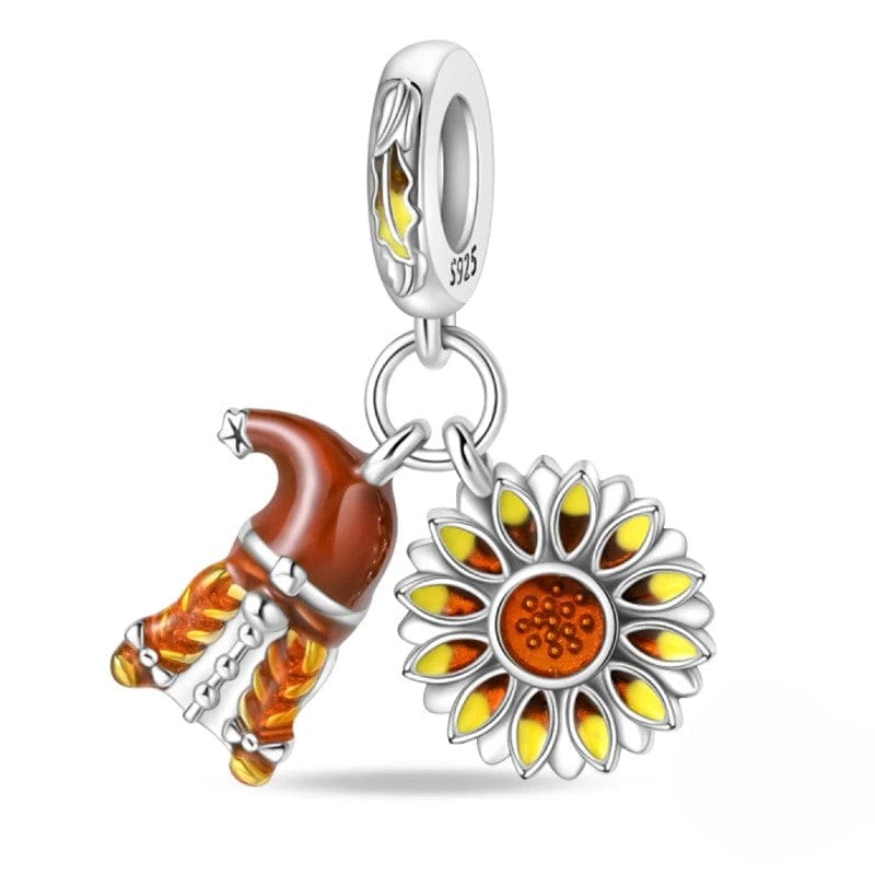 Autumn Sunflower & Elf Hat Dangle Charm