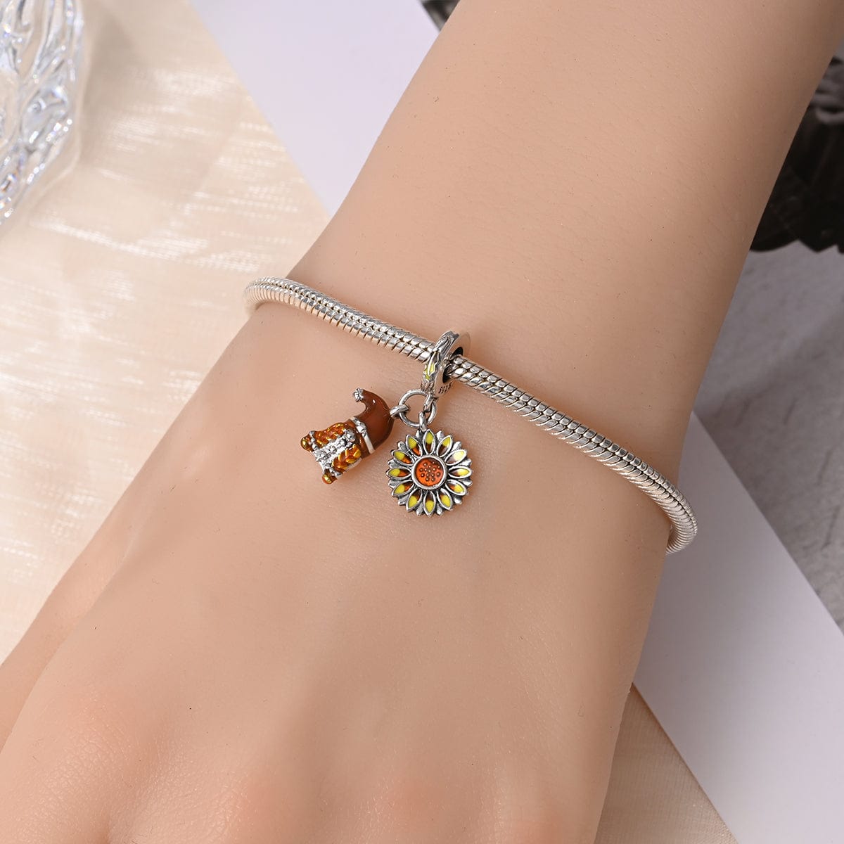 Autumn Sunflower & Elf Hat Dangle Charm