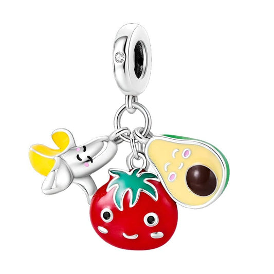 Banana Strawberry and Avocado Triple Dangle Charm