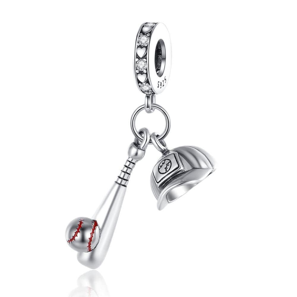 Baseball Bat and Hat Dangle Charm