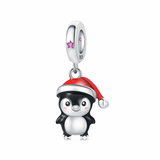 Christmas Penguin Charm with Santa Hat