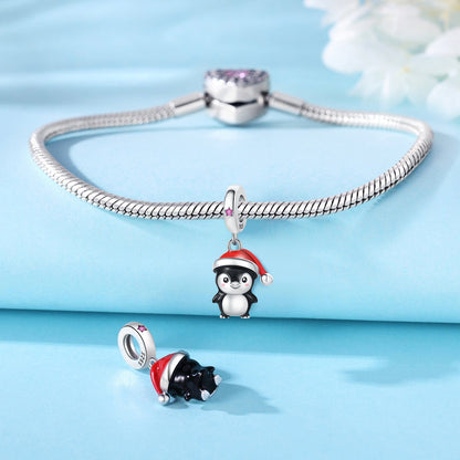 Christmas Penguin Charm with Santa Hat