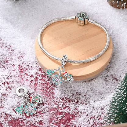 Christmas Tree, Snowflake & Snowman Triple Dangle Charm