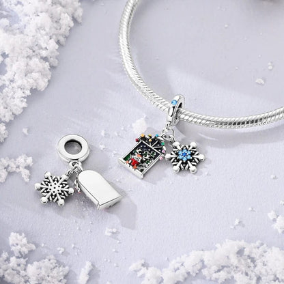 Christmas Window Scene and Snowflake Duo Charm