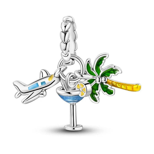 Cocktail, Plane & Palm Tree Summer Dangle Charm