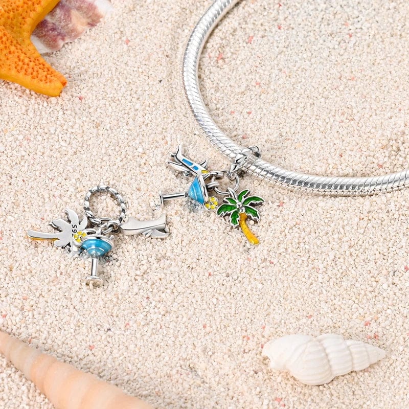 Cocktail, Plane & Palm Tree Summer Dangle Charm