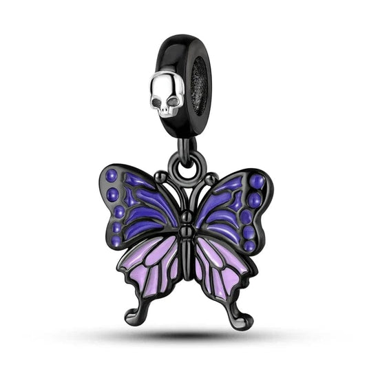 Dark Night Purple Butterfly Skeleton Charm