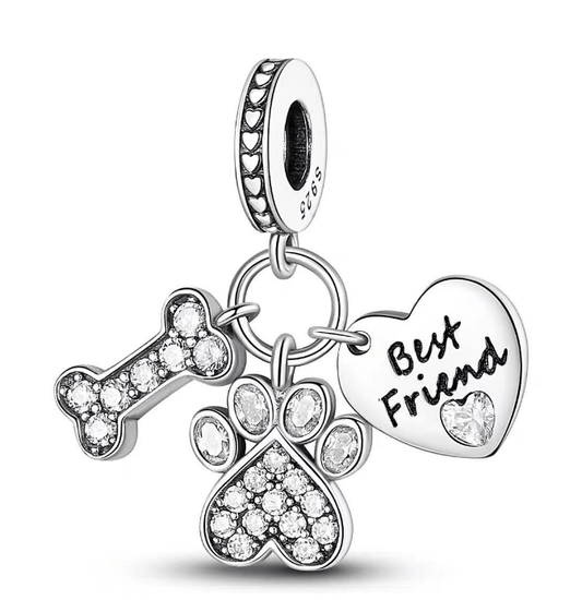 Dog Best Friend Paw and Bone Dangle Charm