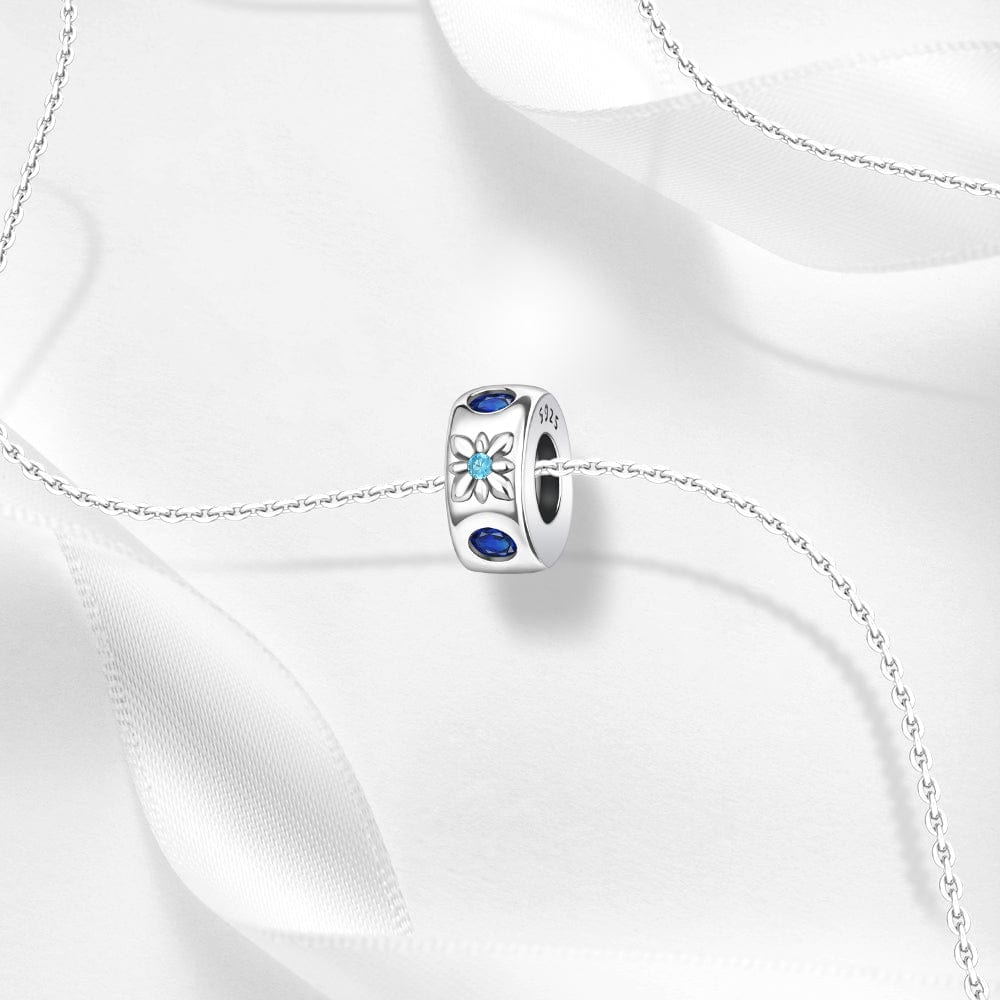 Elegant Blue Floral Gemstone Spacer Charm