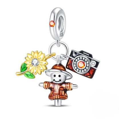 Farm Life Scarecrow, Sunflower, and Camera Charm